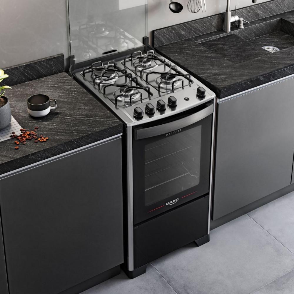 Fogão 4 Bocas com Mesa Inox Dako Magister - 1