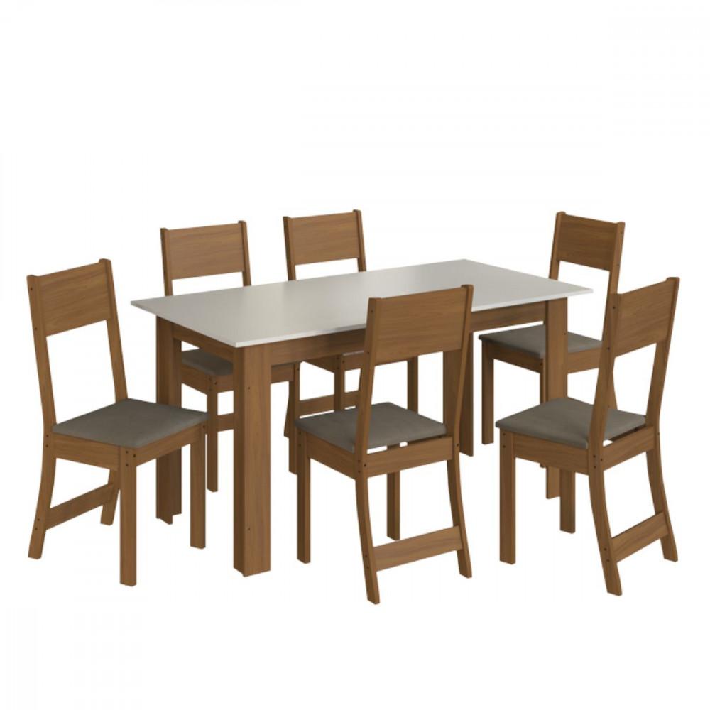 Conjunto De Mesa 1,50cm Belgica Com 6 Cadeiras Indekes - 2