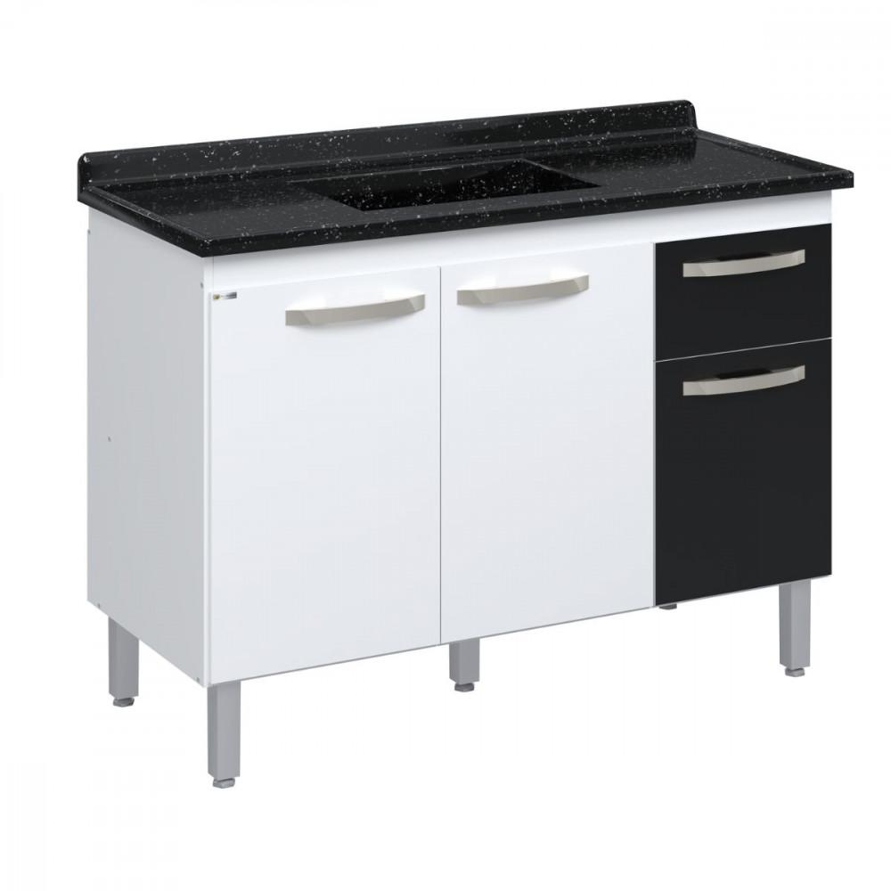 Balcão Flat De Cozinha Para Pia 3 Portas 1 gaveta 1,16 Rorato - 2