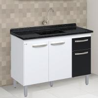 Balcão Flat De Cozinha Para Pia 3 Portas 1 gaveta 1,16 Rorato - 4