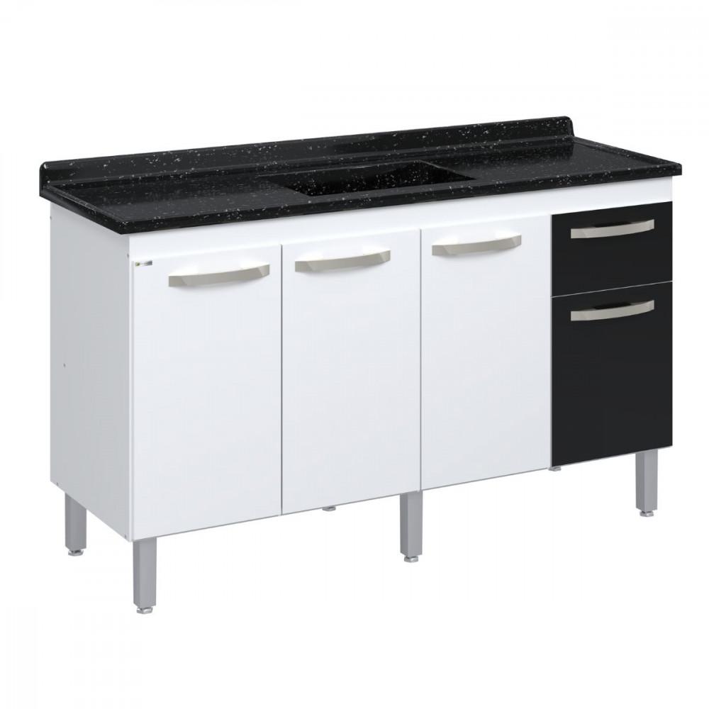 Balcão Flat De Cozinha Para Pia 4 Portas 1 gaveta 1,43 Rorato - 2