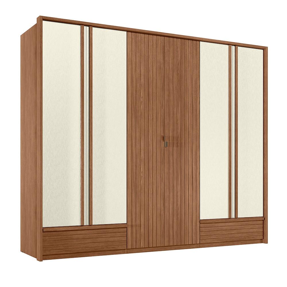 Guarda Roupa Casal 252cm 6 Portas 5 Gavetas Democrata Santos Andirá - 2