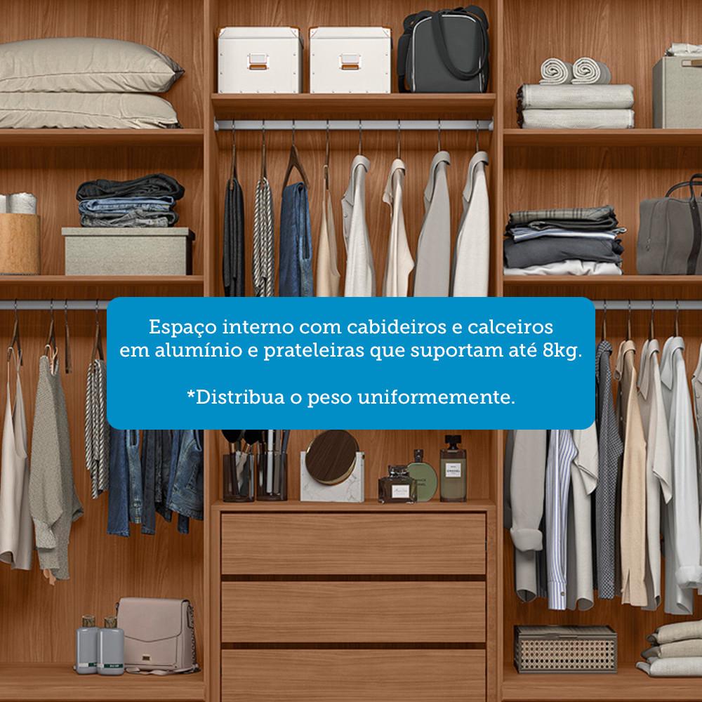 Guarda Roupa Casal 252cm 6 Portas 5 Gavetas Democrata Santos Andirá - 6