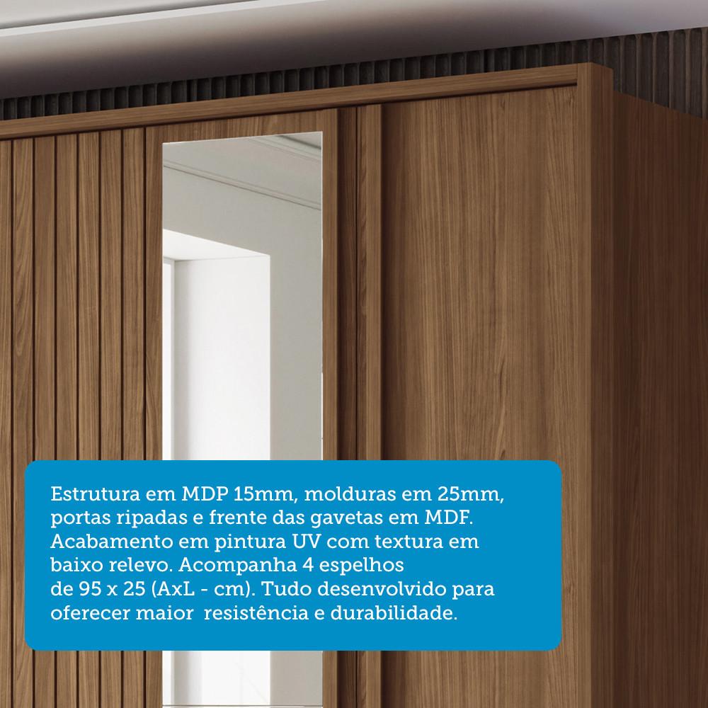 Guarda Roupa Casal 252cm 6 Portas 5 Gavetas Democrata Santos Andirá - 5