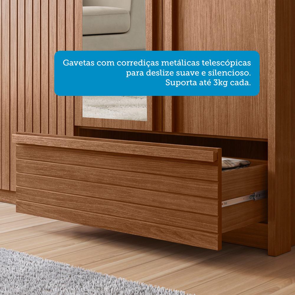 Guarda Roupa Casal 252cm 6 Portas 5 Gavetas Democrata Santos Andirá - 7