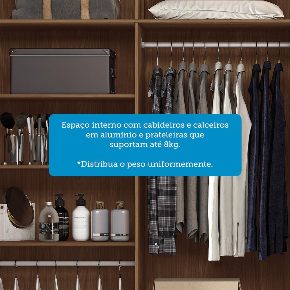 Guarda Roupa Casal 238cm 8 Portas 6 Gavetas com Pés Havana Master Santos Andirá - 6