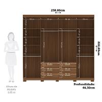 Guarda Roupa Casal 238cm 8 Portas 6 Gavetas com Pés Havana Master Santos Andirá