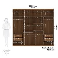 Guarda Roupa Casal 238cm 8 Portas 4 Gavetas com Espelhos Master New Santos Andirá
