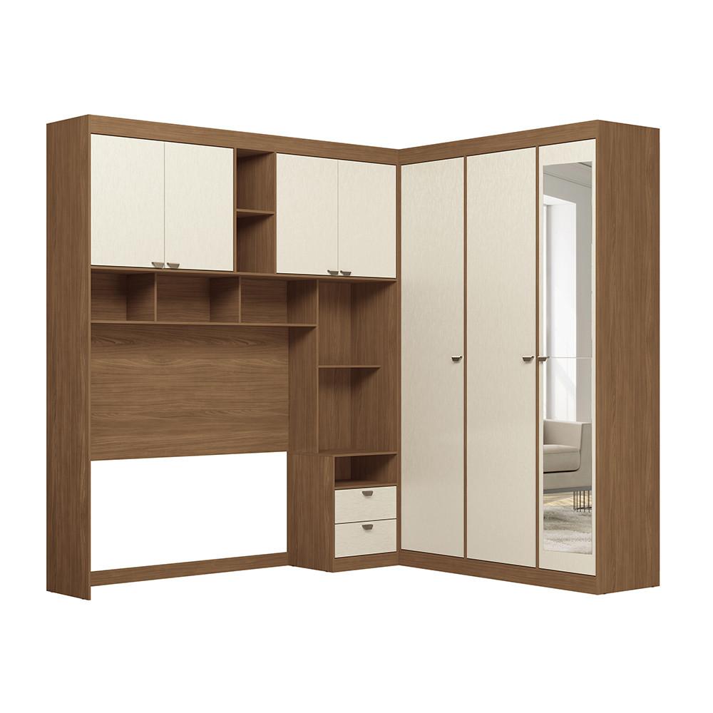 Guarda Roupa de Canto com 7 Portas 4 Gavetas Cabeceira e Espelho Lugano Santos Andirá - 2