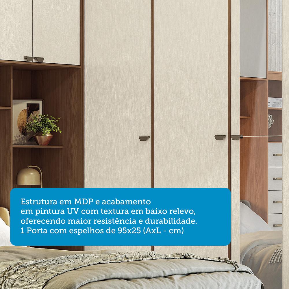 Guarda Roupa de Canto com 7 Portas 4 Gavetas Cabeceira e Espelho Lugano Santos Andirá - 7
