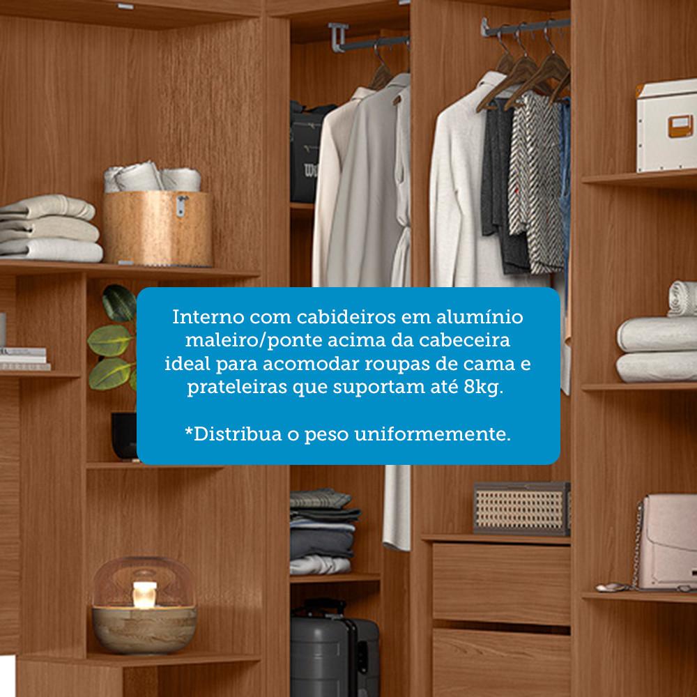 Guarda Roupa de Canto com 7 Portas 4 Gavetas Cabeceira e Espelho Lugano Santos Andirá - 8