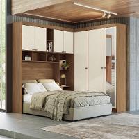 Guarda Roupa de Canto com 7 Portas 4 Gavetas Cabeceira e Espelho Lugano Santos Andirá - 1