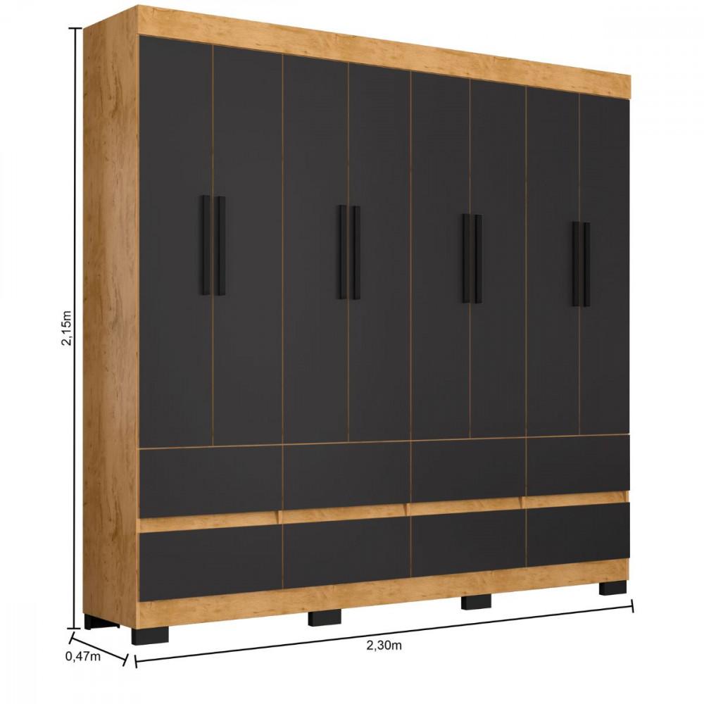Guarda Roupa Esmeralda 8 Portas 8 Gavetas Sem Espelho Araplac - 6