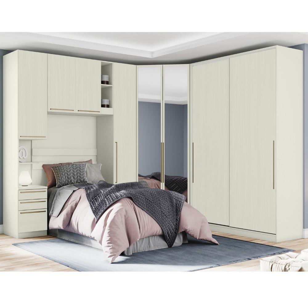 Quarto Solteiro Completo Henn Seletto 5 Peças 8 Portas 3 Gavetas - 1