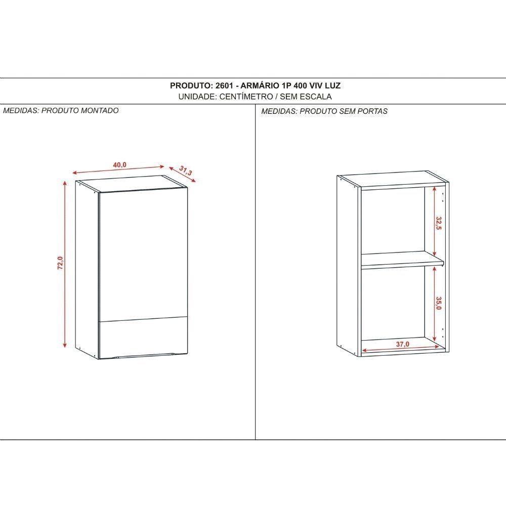 Armário Kits Paraná Concep Luz 1 Porta 40cm - 3