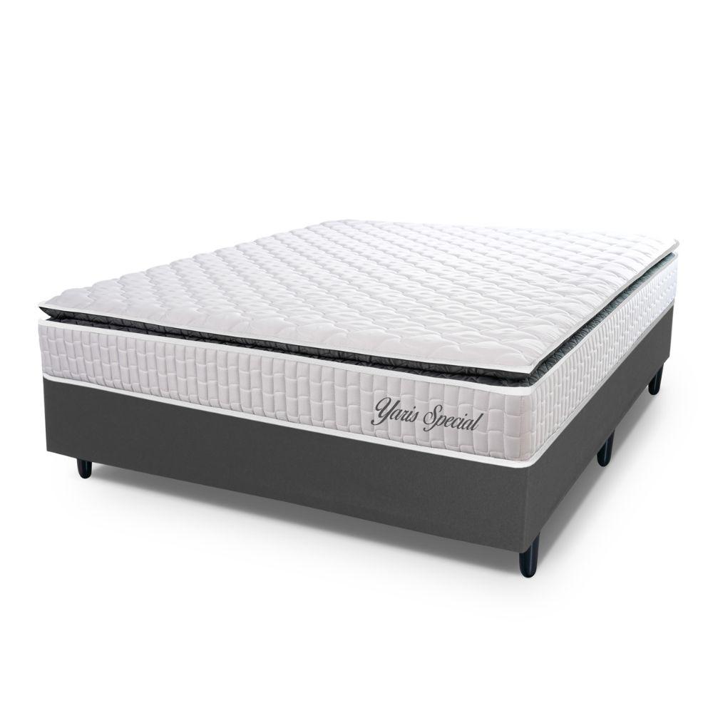 Conjunto Box Casal Hellen Colchão com Molas Ensacadas Yaris Pillow Top 138x188x61cm - 1