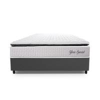 Conjunto Box Casal Hellen Colchão com Molas Ensacadas Yaris Pillow Top 138x188x61cm