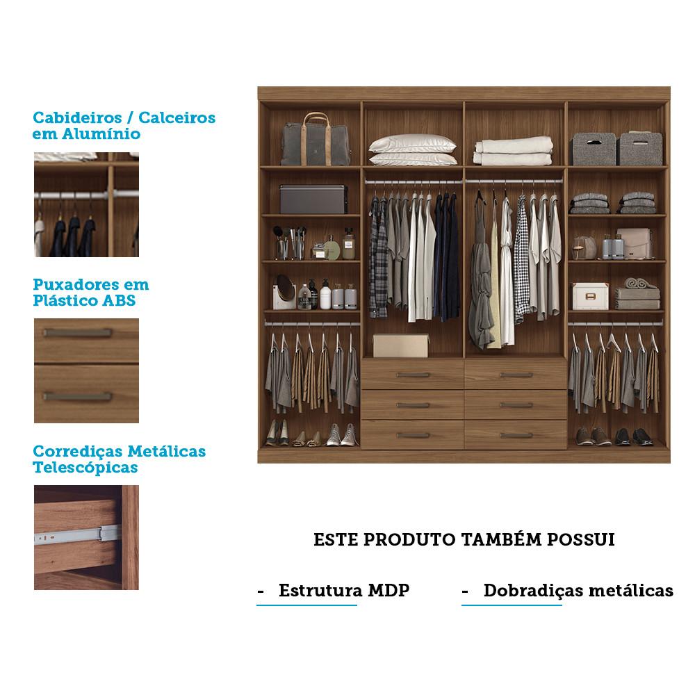 Guarda-Roupa Casal 8 Portas 6 Gavetas 238,80cm Master Santos Andirá - 5