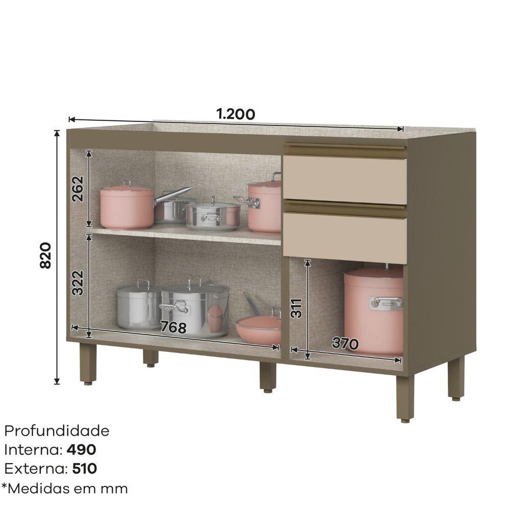 Cozinha Modulada 2 peças 3 Portas 3 Gavetas S/ Tampo Connect - 5