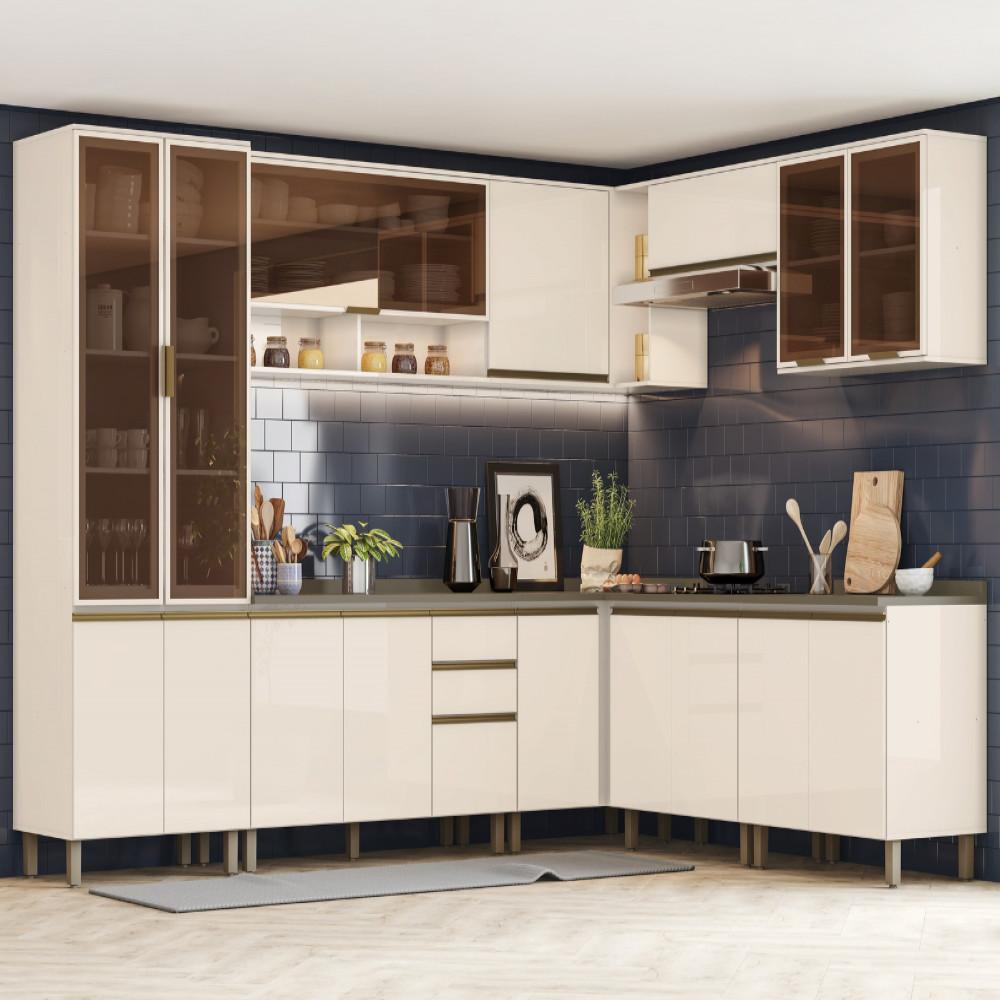 Cozinha Modulada 9 peças 14 portas 3 gavetas S/ Tampo Connect Henn - 1