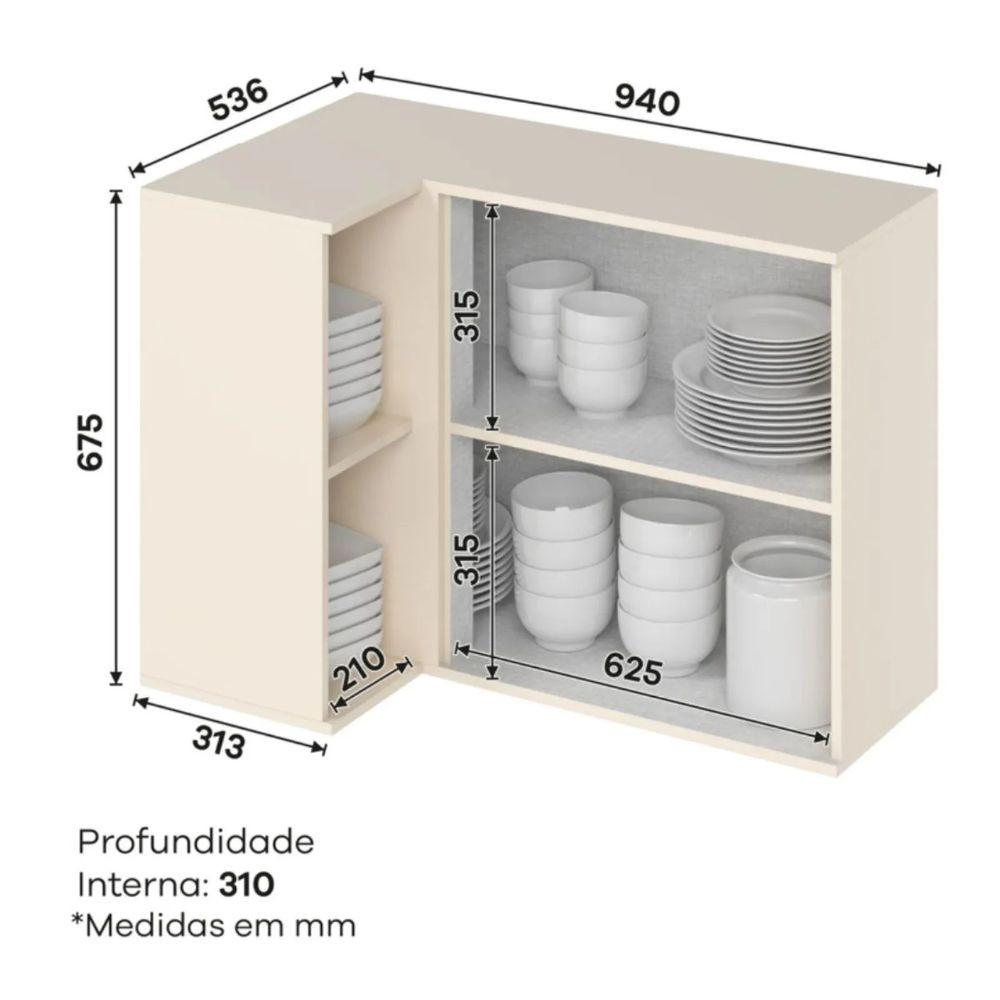 Cozinha Modulada 9 peças 14 portas 3 gavetas S/ Tampo Connect Henn - 8