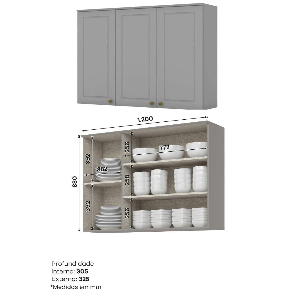 Cozinha Modulada 4 peças 8 portas 5 gavetas S/ Tampo Americana Henn - 6