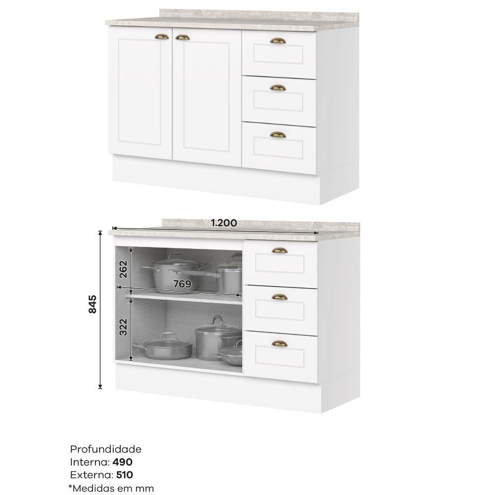 Cozinha Modulada 5 Peças 8 Portas 5 Gavetas C/ Tampo Americana Henn - 5