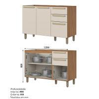 Cozinha Modulada 3 Peças 6 Portas 3 Gavetas S/ Tampo Requinte Henn - 6