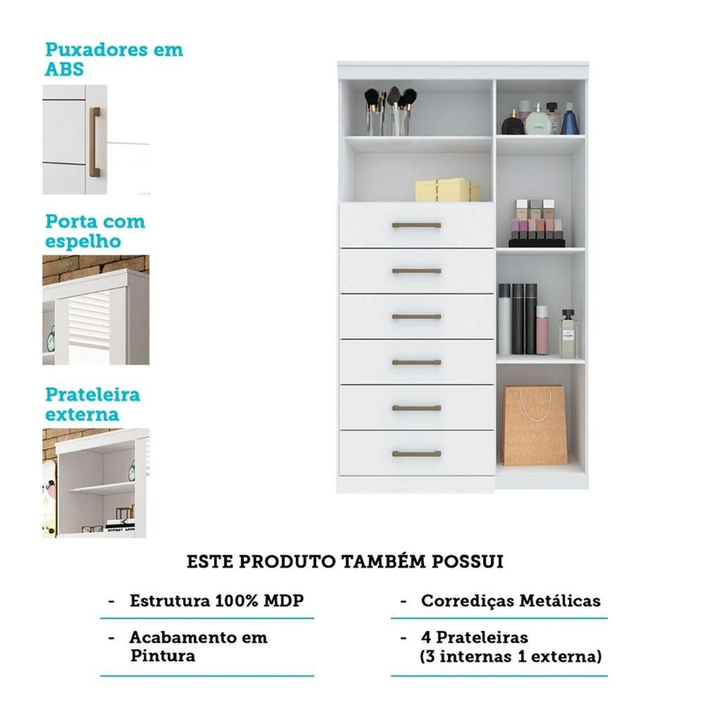 Conjunto Guarda Roupa e Cômoda Santos Andirá C/ Espelho 2 Peças 9 Portas 12 Gavetas - 3