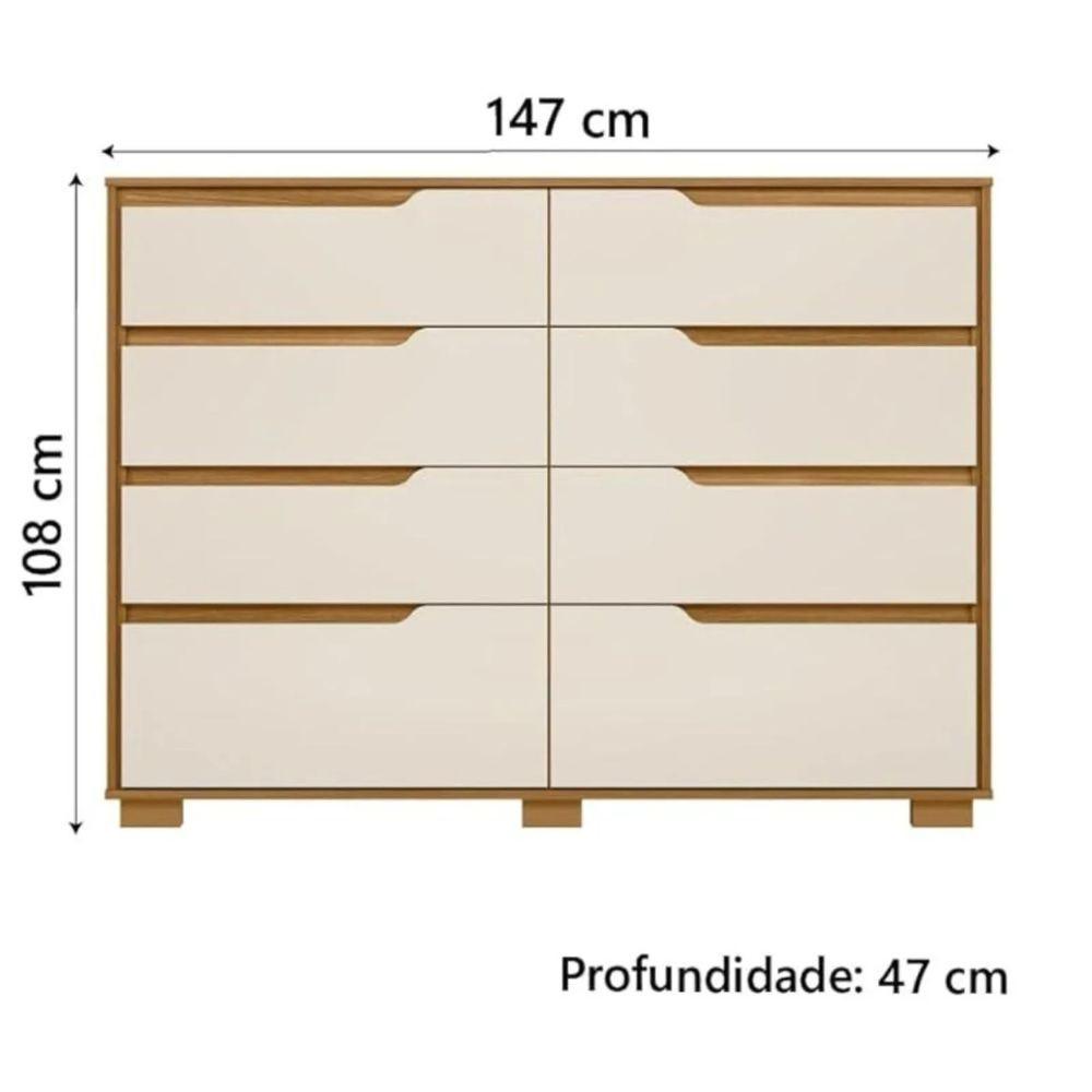 Conjunto Guarpa Roupa e Cômoda Moval Florença 2 Peças 6 Portas 10 Gavetas - 4