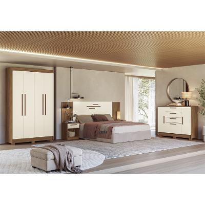 Quarto de Casal com Guarda-Roupas 4 Portas Cômoda e Cabeceira Homero Estilo MM