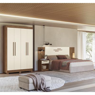 Quarto de Casal com Guarda-Roupas 4 Portas e Cabeceira Homero Estilo MM