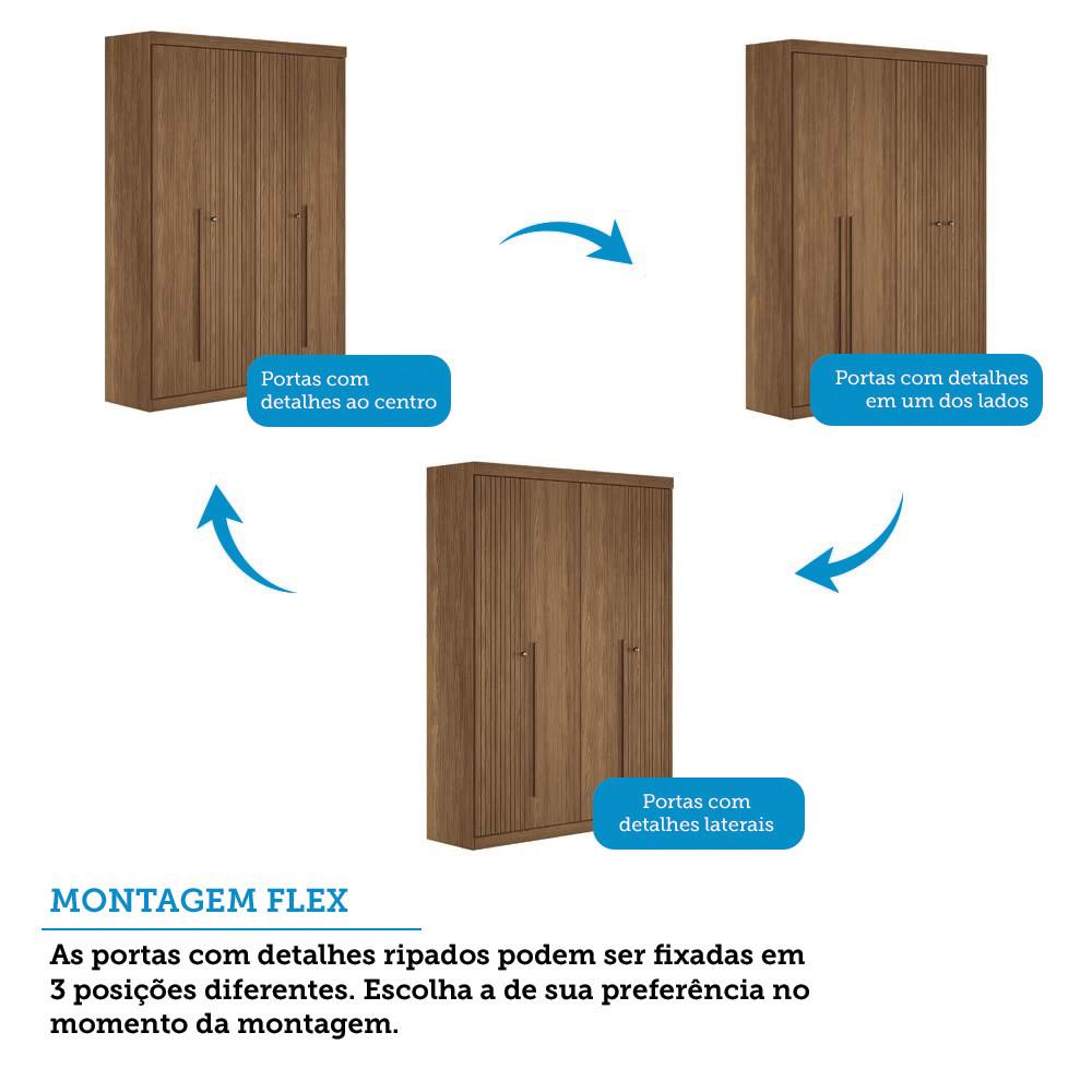 Quarto de Solteiro com Guarda-Roupas Buriti 4 Portas Cômoda Málaga e Cama com Baú Invicta Santos Andirá - 4