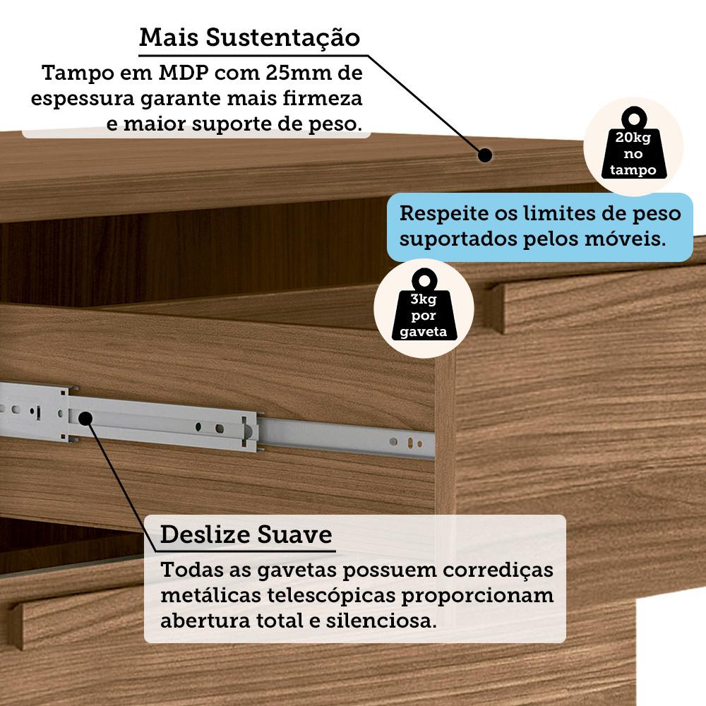 Quarto de Solteiro com Guarda-Roupas Buriti 4 Portas Cômoda Málaga e Cama com Baú Invicta Santos Andirá - 6
