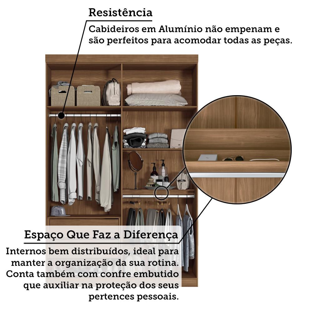 Quarto de Solteiro com Guarda-Roupas Buriti 4 Portas Cômoda Málaga e Cama com Baú Invicta Santos Andirá - 8