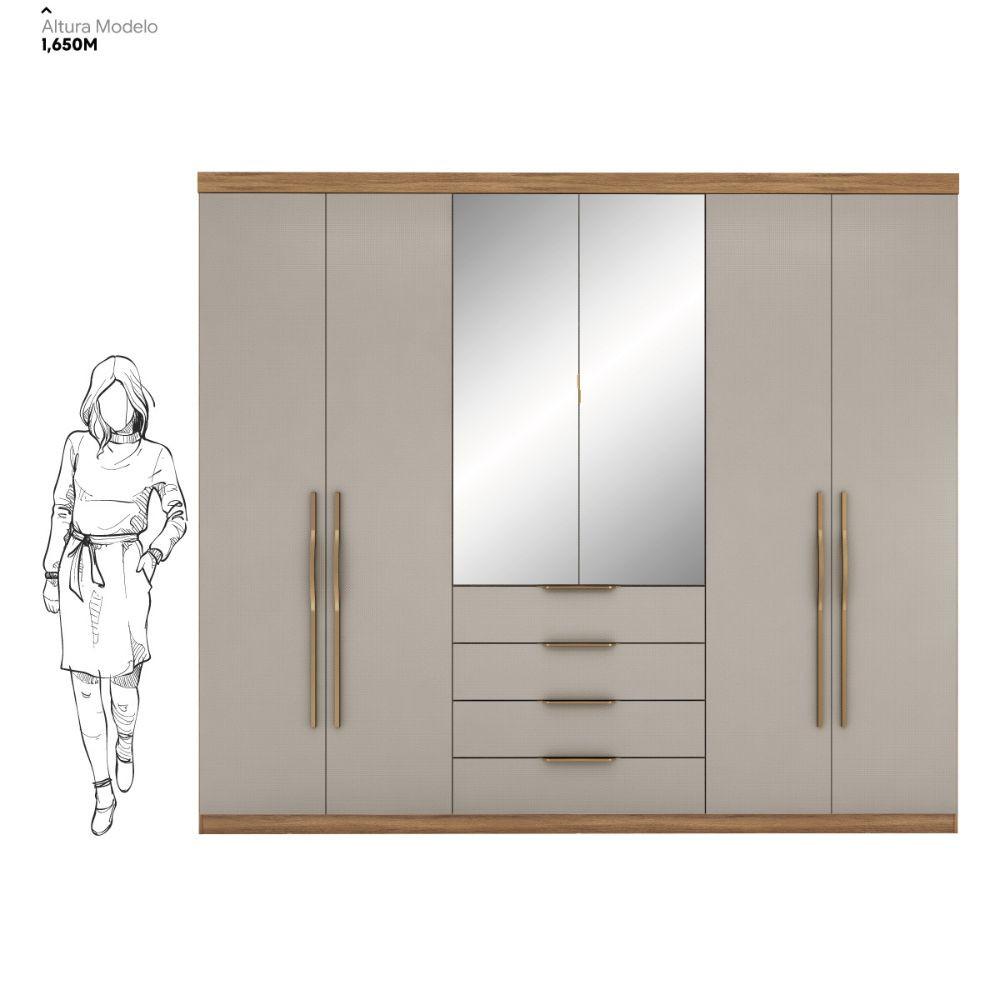 Guarda Roupa Giardino New com 6 Portas e 4 Gavetas Demobile - 7