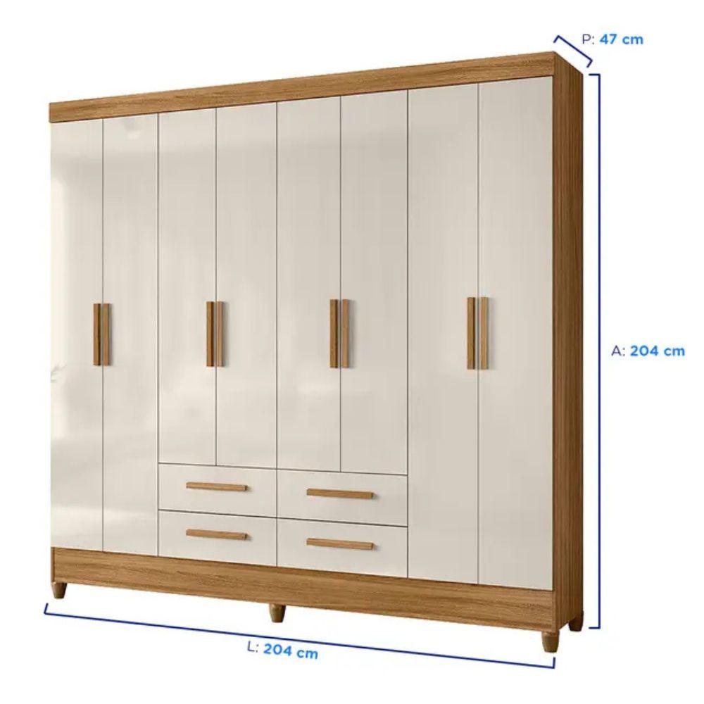 Conjunto Quarto Moval 2 Peças 8 Portas 4 Gavetas Guarda Roupa e Cômoda 8 Gavetas - 2