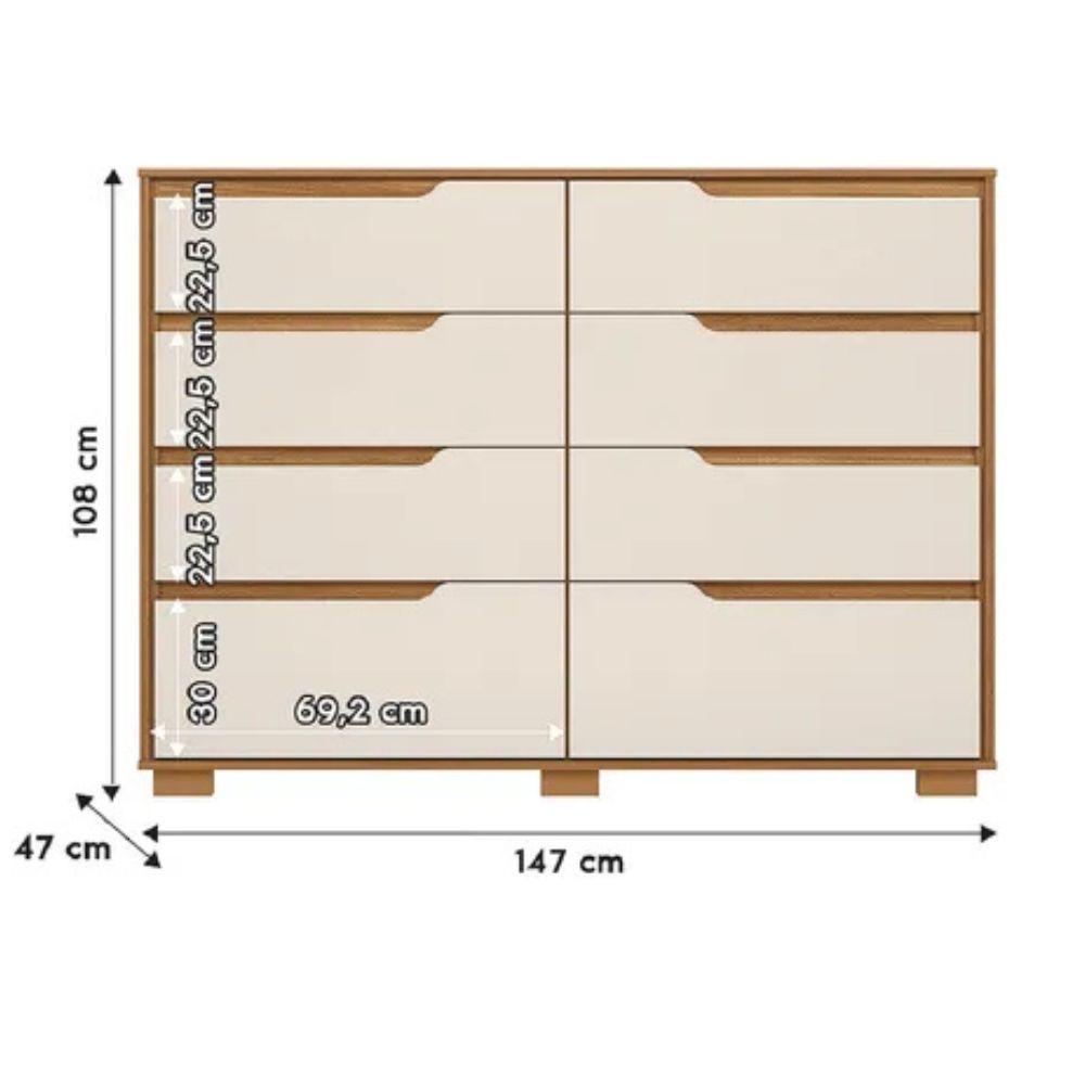 Conjunto Quarto Moval 2 Peças 8 Portas 4 Gavetas Guarda Roupa e Cômoda 8 Gavetas - 7