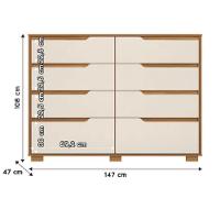 Conjunto Quarto Moval 2 Peças 8 Portas 4 Gavetas Guarda Roupa e Cômoda 8 Gavetas - 7
