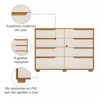 Conjunto Quarto Moval 2 Peças 8 Portas 4 Gavetas Guarda Roupa e Cômoda 8 Gavetas - 8