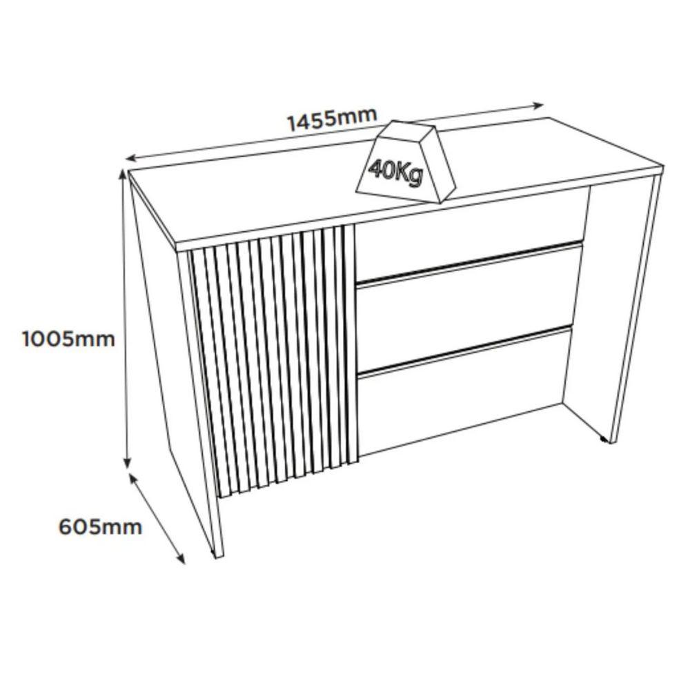 Conjunto Bancada Gourmet 5 Peças 2 Portas 3 Gavetas C/ Tampo Americana Henn - 3