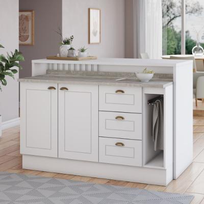 Conjunto Bancada Gourmet 5 Peças 2 Portas 3 Gavetas C/ Tampo Americana Henn