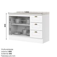 Conjunto Bancada Gourmet 5 Peças 2 Portas 3 Gavetas C/ Tampo Americana Henn