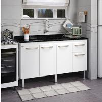 Balcão Flat De Cozinha Para Pia 4 Portas 1 gaveta 1,43 Rorato - 3