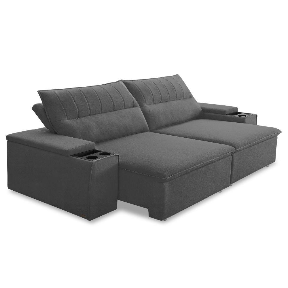 Estofado Ferguile Pavia 2,05 Retrátil e Reclinável Com Porta Copos - 3