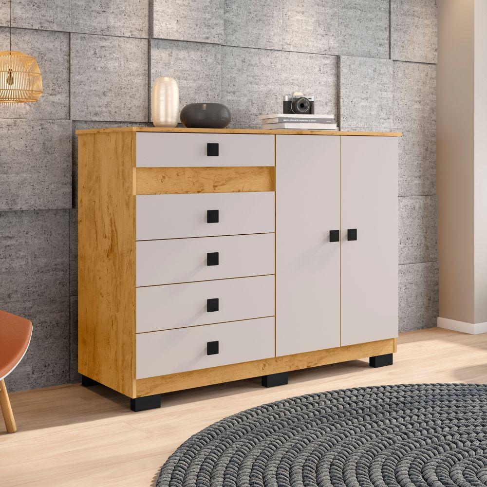 Cômoda 2 Portas 5 Gavetas perfeita para organizar roupas e objetos Araplac - 1