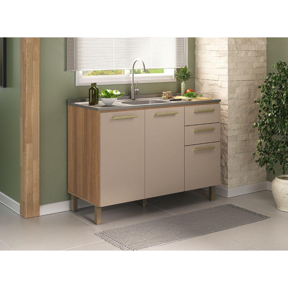 Balcão Luciane 3 Portas 2 Gavetas 1,20 Sem Tampo - 2