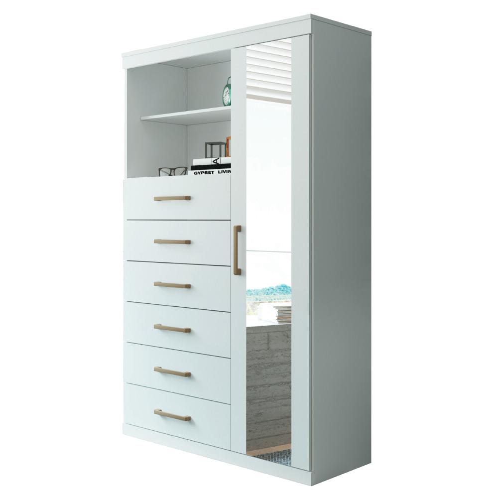 Cômoda Multiuso 1 Porta e 6 Gavetas com Espelho Marabá Santos Andirá - 2