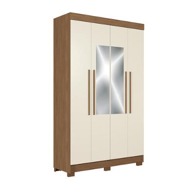Guarda-Roupa Casal 4 Portas 2 Gavetas Com Espelho 130cm Homero Estilo MM