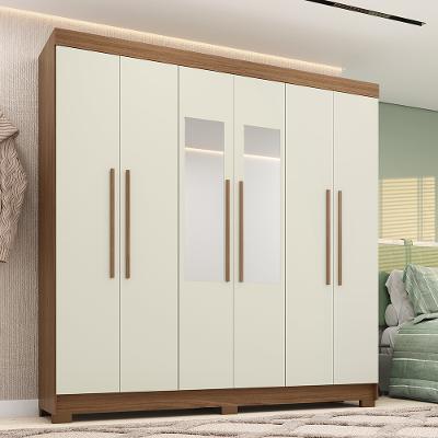 Guarda-Roupa Casal 6 Portas 2 Gavetas Com Espelho 194,40cm Horácio Estilo MM